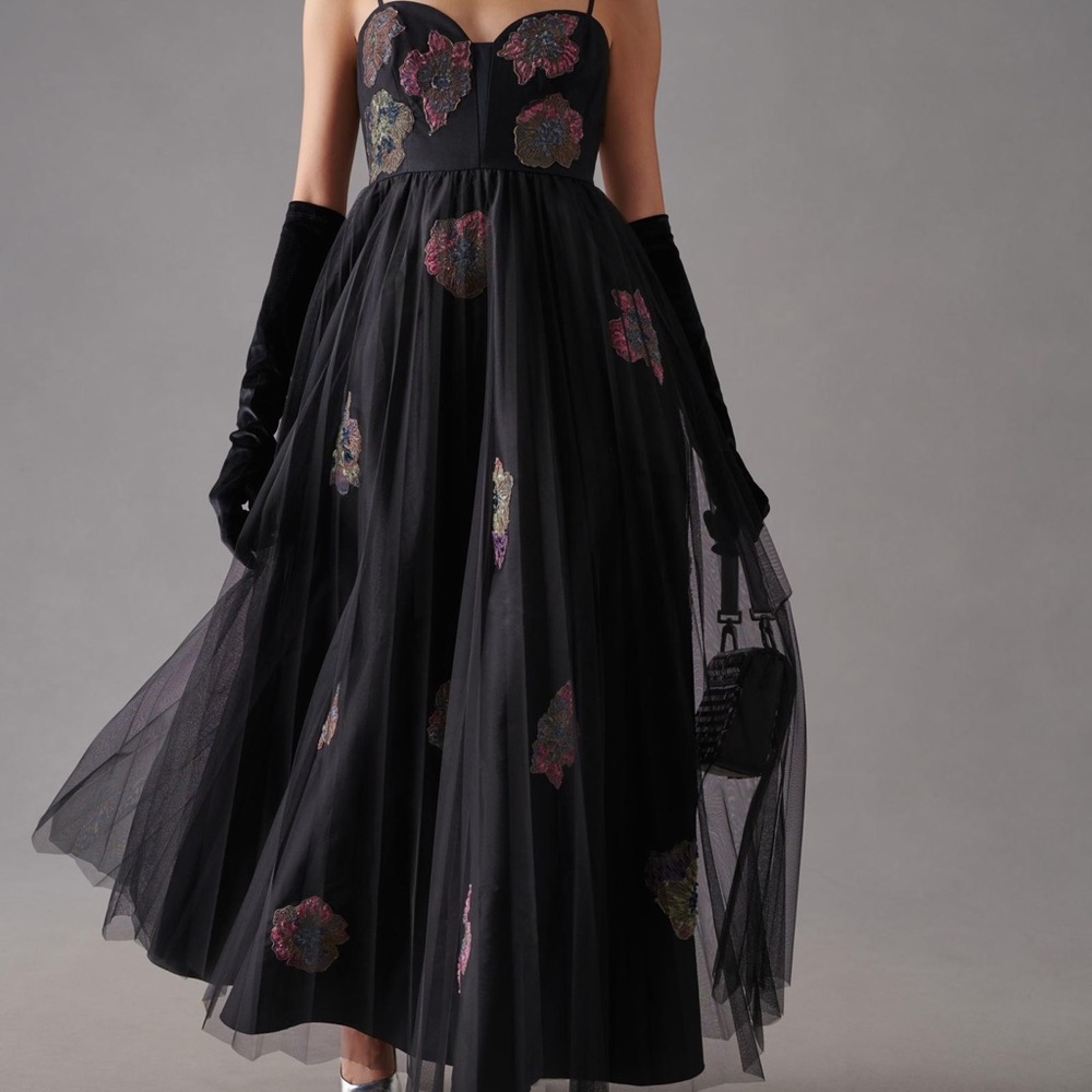 Anthropologie Geisha Designs Floral Tulle Corset Dress XXS - Picture 2 of 5